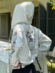 Retro Cross Letter Print Hoodie Sweatshirts