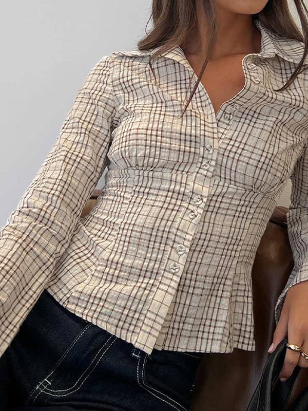 Retro Check Slim Fit Shirt Long Sleeves