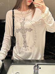 Retro Cross Print Long Sleeve