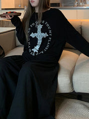 Retro Cross Print Long Sleeve