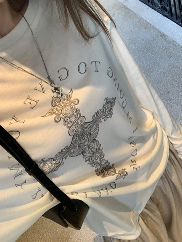 Retro Cross Print Long Sleeve