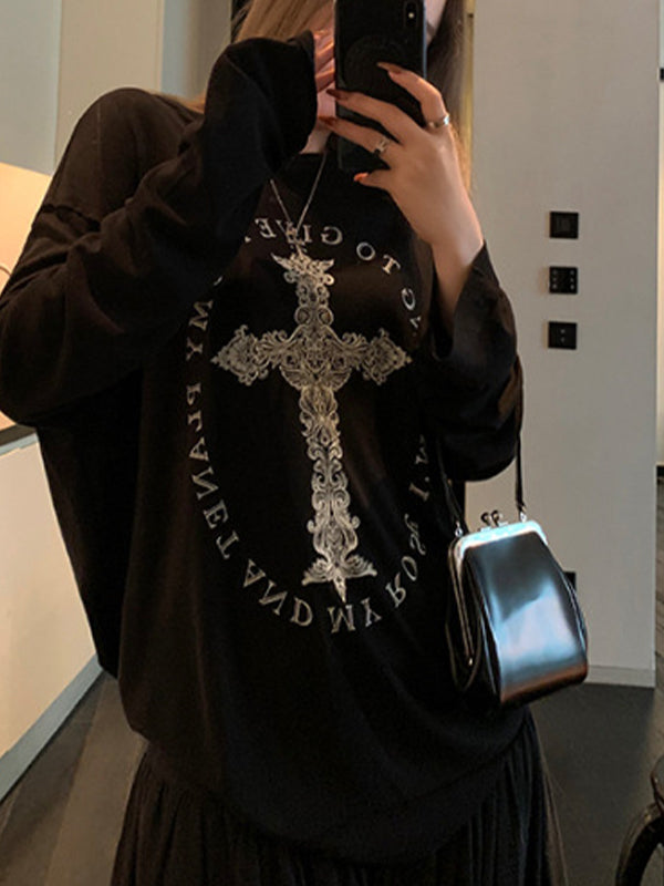 Retro Cross Print Long Sleeve