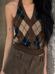 British Checked Woolen Vest