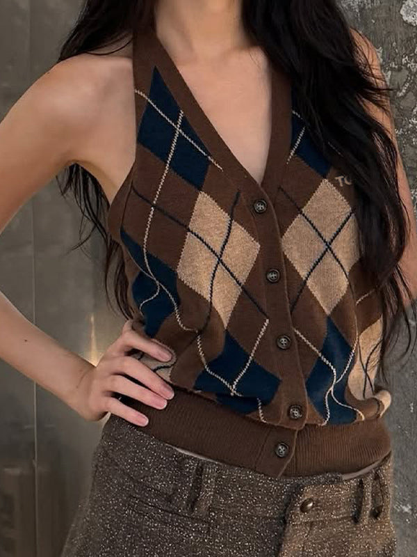 British Checked Woolen Vest