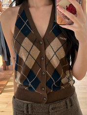 British Checked Woolen Vest