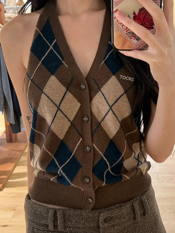 British Checked Woolen Vest