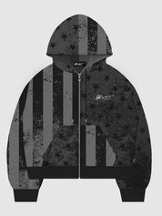 National Flag Retro Print Zip Up Hoodie Jacket