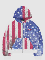 National Flag Retro Print Zip Up Hoodie Jacket
