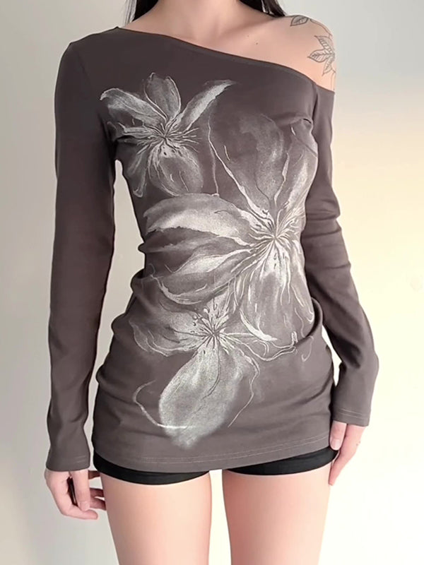 Dark Floral Print Long Sleeve
