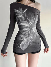 Dark Floral Print Long Sleeve