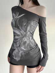 Dark Floral Print Long Sleeve