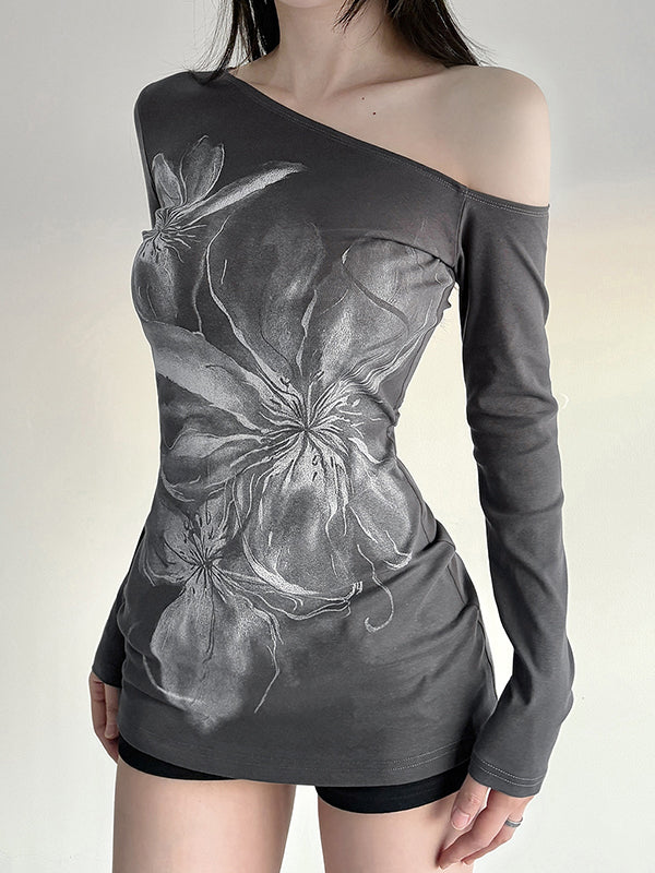 Dark Floral Print Long Sleeve