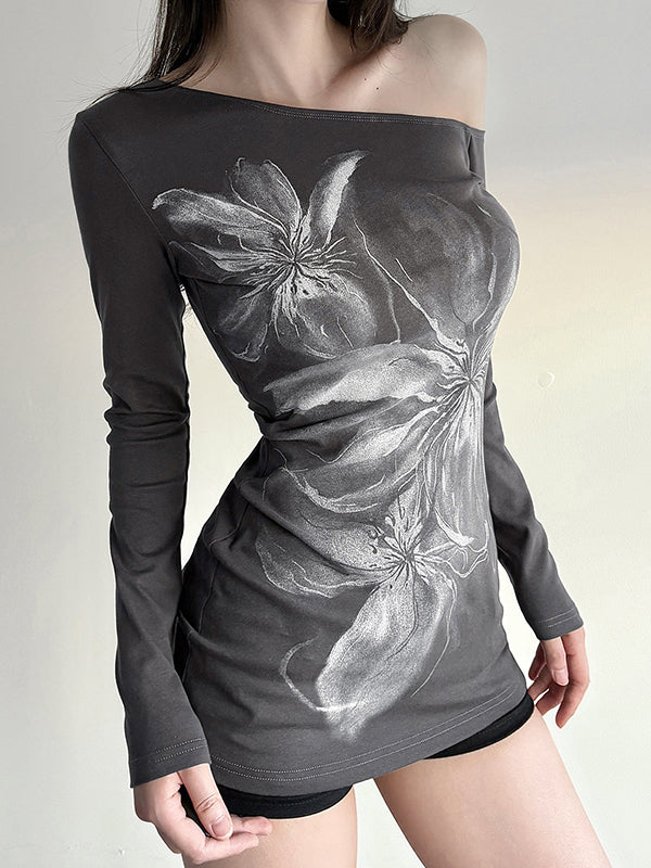 Dark Floral Print Long Sleeve