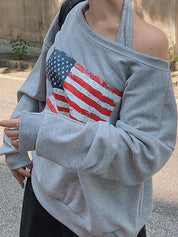 National Flag Print Oversized Long Sleeve