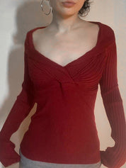 Fashionable Cross V-Neck Long Sleeve