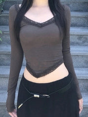 Retro Lace Patchwork Long Sleeve