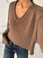 Retro Brown V-Neck Sweaters