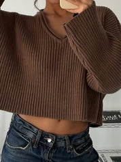 Retro Brown V-Neck Sweaters