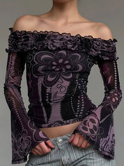 Dark Floral Print Long Sleeve