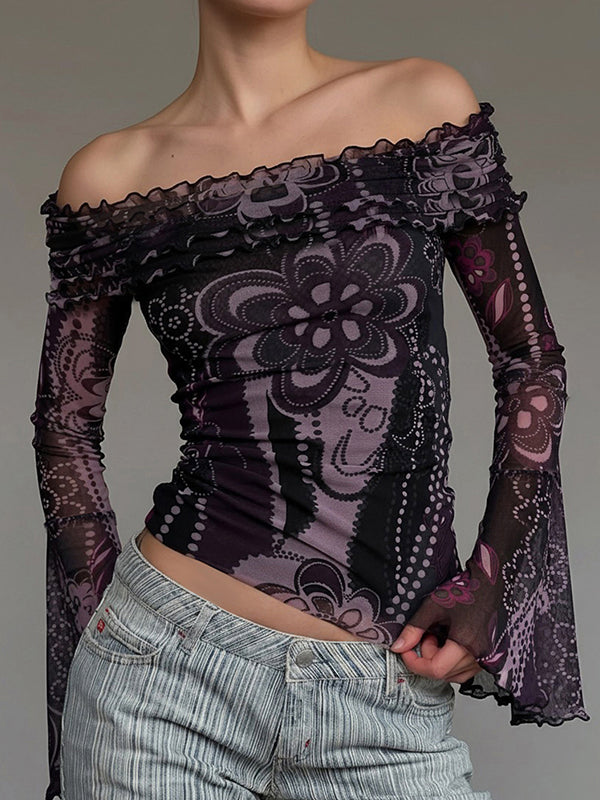 Dark Floral Print Long Sleeve