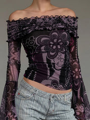 Dark Floral Print Long Sleeve