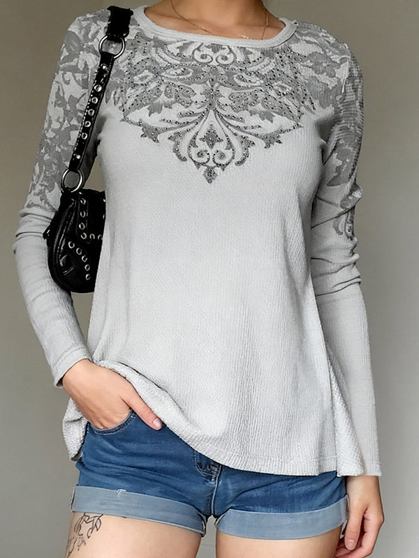 Dark Floral Print Long Sleeve