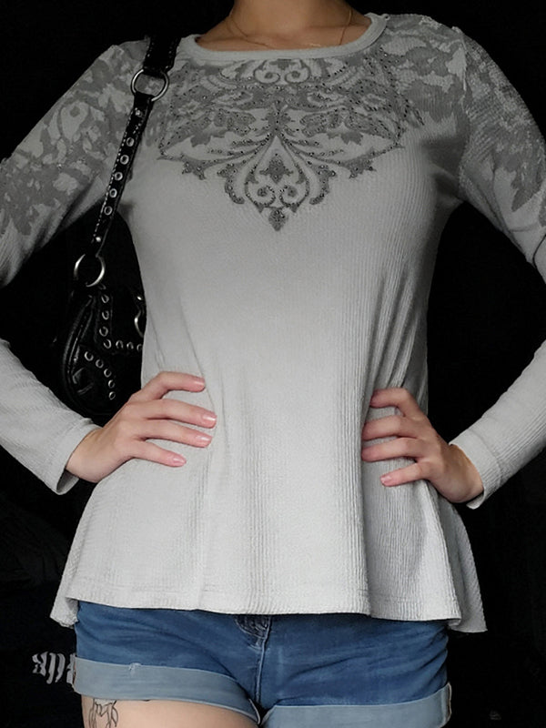 Dark Floral Print Long Sleeve