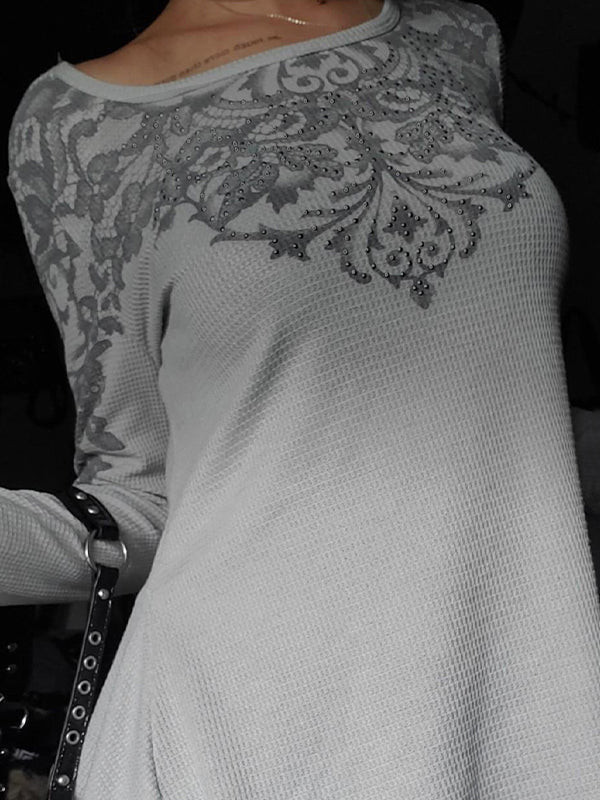 Dark Floral Print Long Sleeve