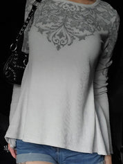 Dark Floral Print Long Sleeve