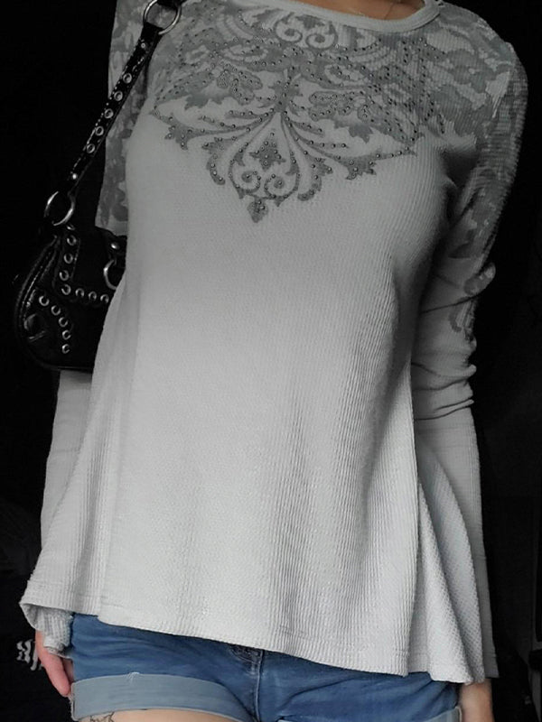 Dark Floral Print Long Sleeve