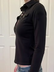 Workwear Inspired Polo Collar Long Sleeve