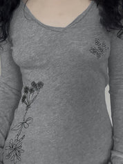 Dark Floral Print Long Sleeve