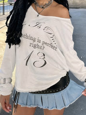 Fashion Letter Print  Oversized Long Sleeve