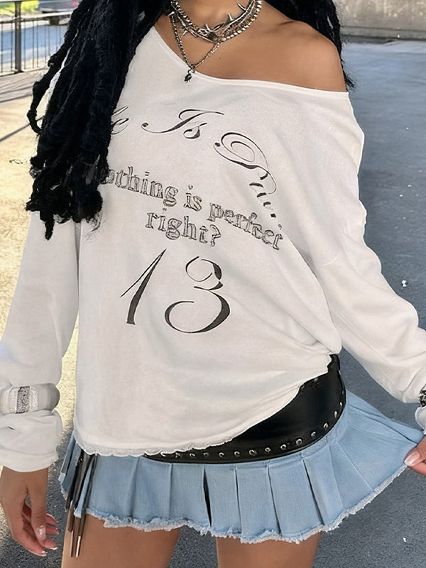 Fashion Letter Print  Oversized Long Sleeve