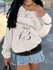 Fashion Letter Print  Oversized Long Sleeve
