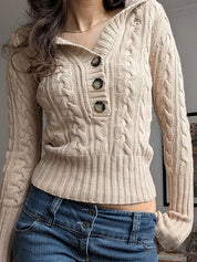 Retro Style Coarse Button-Front Sweaters