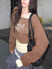 Retro Letter Print Long Sleeve