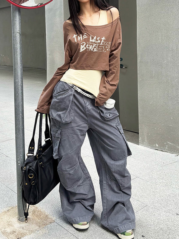 Retro Letter Print Long Sleeve