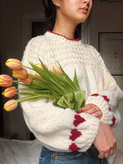 Y2K Heart Print Sweaters