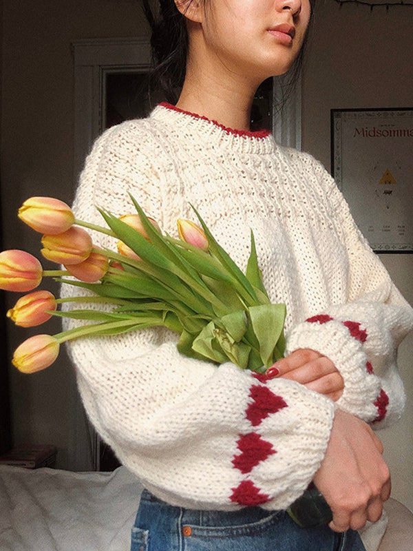 Y2K Heart Print Sweaters