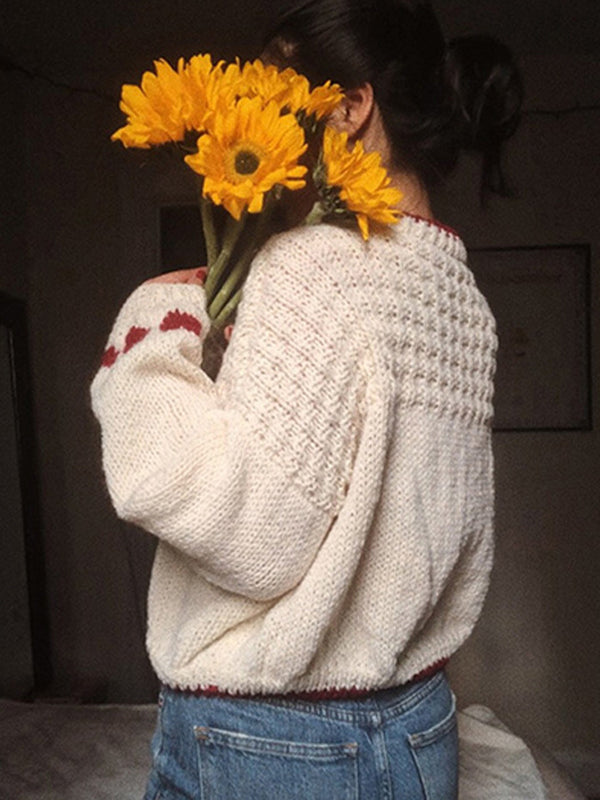 Y2K Heart Print Sweaters