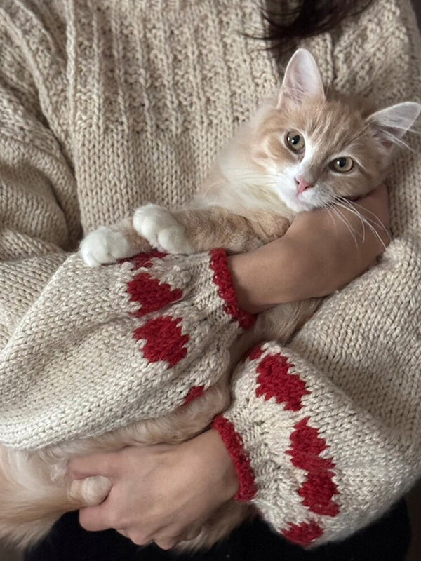 Y2K Heart Print Sweaters