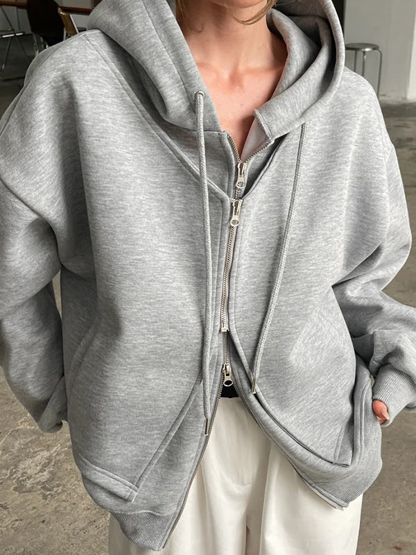 Two-Way Zipper Hood Jacket