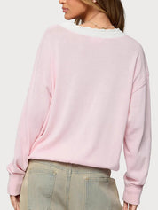 Contrast Lacey Trim Sweaters