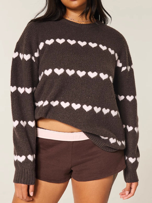 Fair Isle Heart Print Sweaters