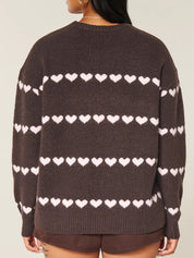 Fair Isle Heart Print Sweaters