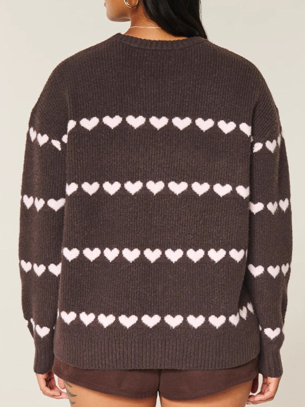 Fair Isle Heart Print Sweaters