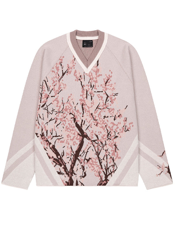 Peach Blossom Stripe Print Sweaters
