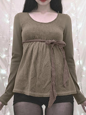 Polka Dot Bow Long Sleeve