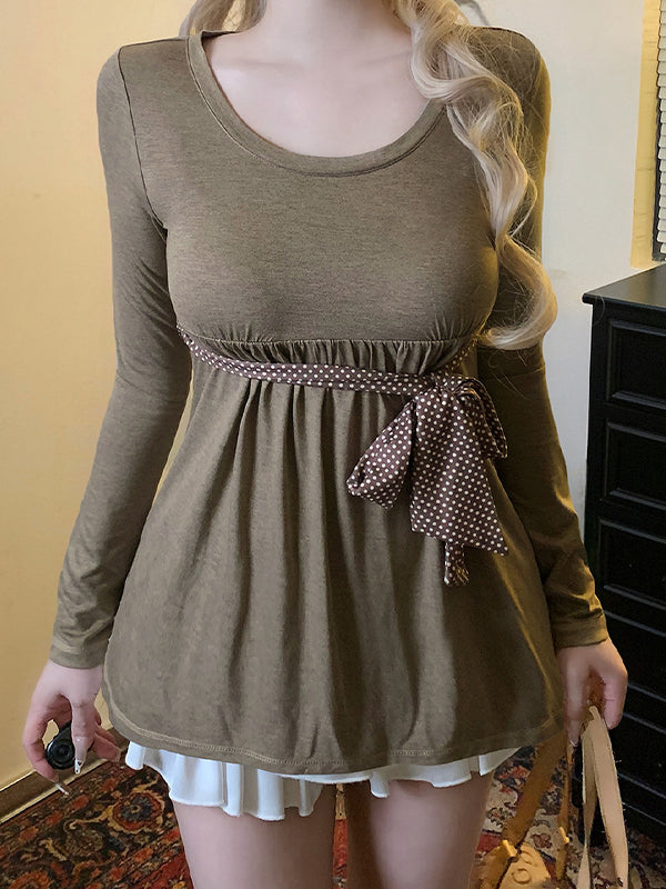 Polka Dot Bow Long Sleeve